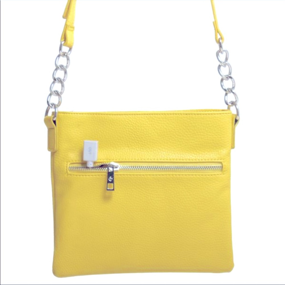 NWT Yellow Crossbody Phone-Charging Power Purse